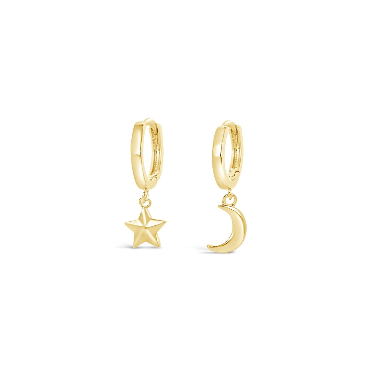 Lanes - Star &amp; Moon Charm Gold Hoops - Boxed Earrings - Gold