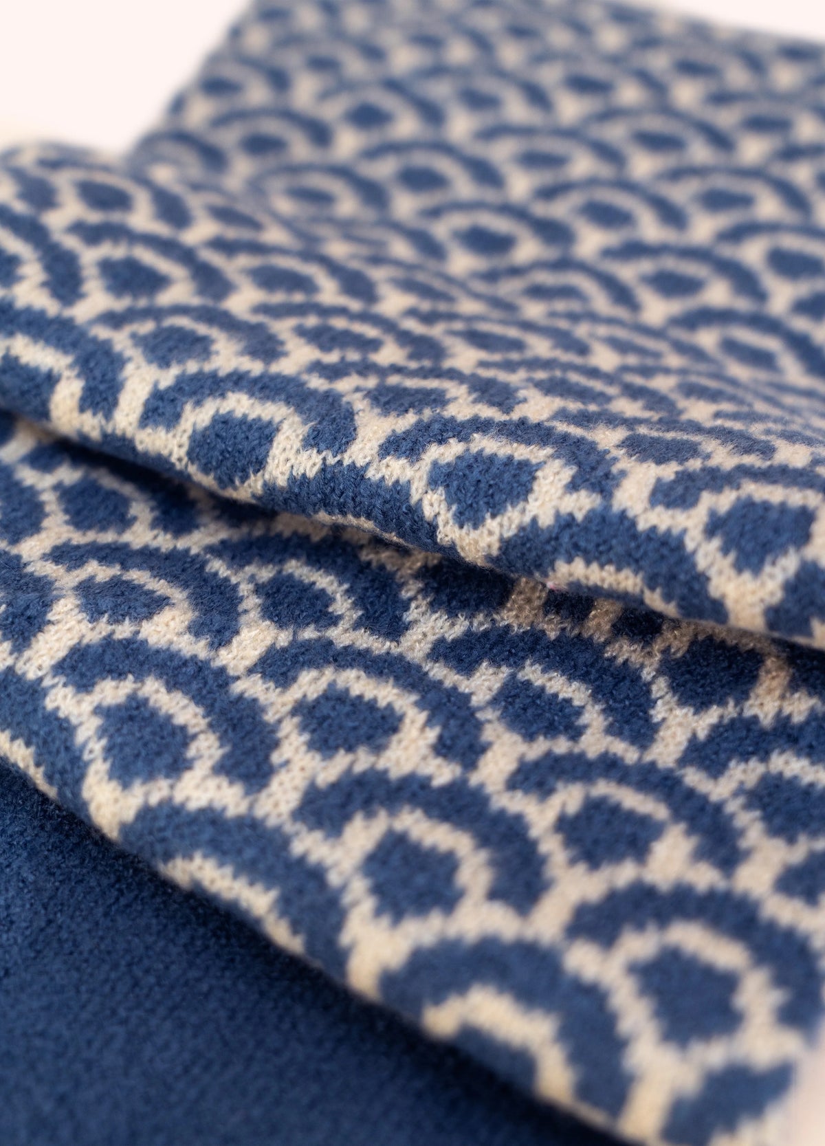 Powder - Agatha Patterned Knitted Crossover Pull Through Scarf - Denim Mix