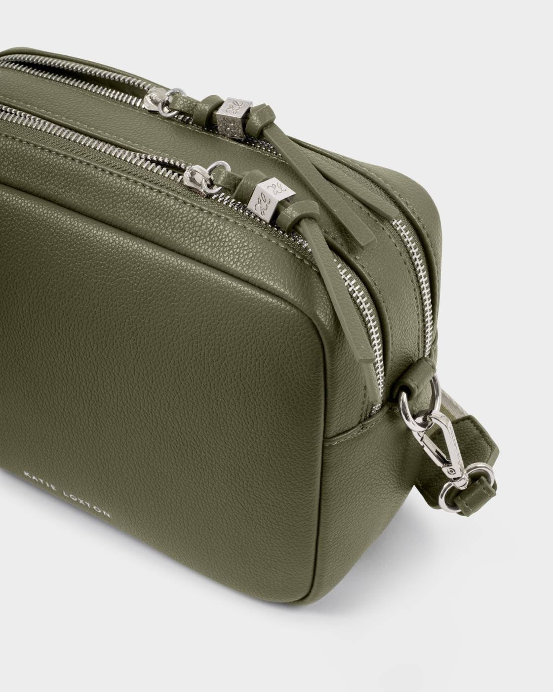 Katie Loxton - Lottie - Large Double Zip Crossbody Bag - Khaki (Silver Fittings)