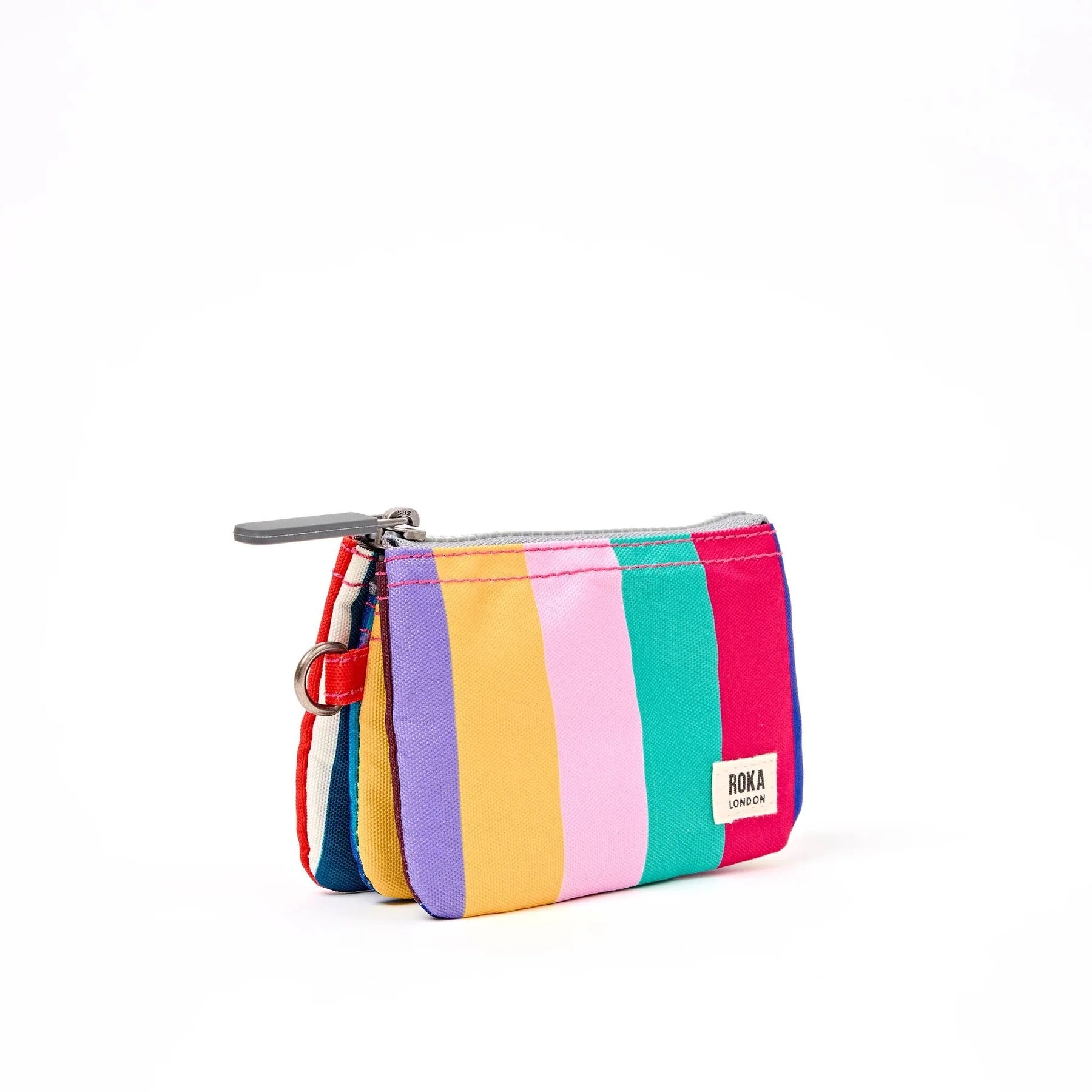 Roka Carnaby Small Wallet - Recycled Canvas - Wide Multi Stripe