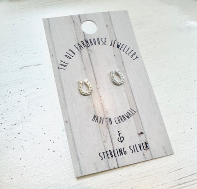 Horseshoe - Sterling Silver Mini Stud Earrings - The Old Farmhouse Jewellery