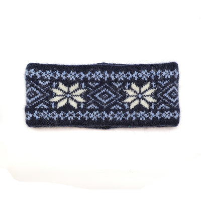 POM Navy Nordic Starflower Fleece Lined Recycled Cosy Headband