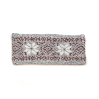 POM Pale Grey Nordic Starflower Fleece Lined Recycled Cosy Headband