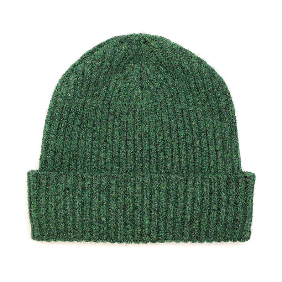 POM Men's Alpaca Blend Ribbed Beanie Hat - Forest Green