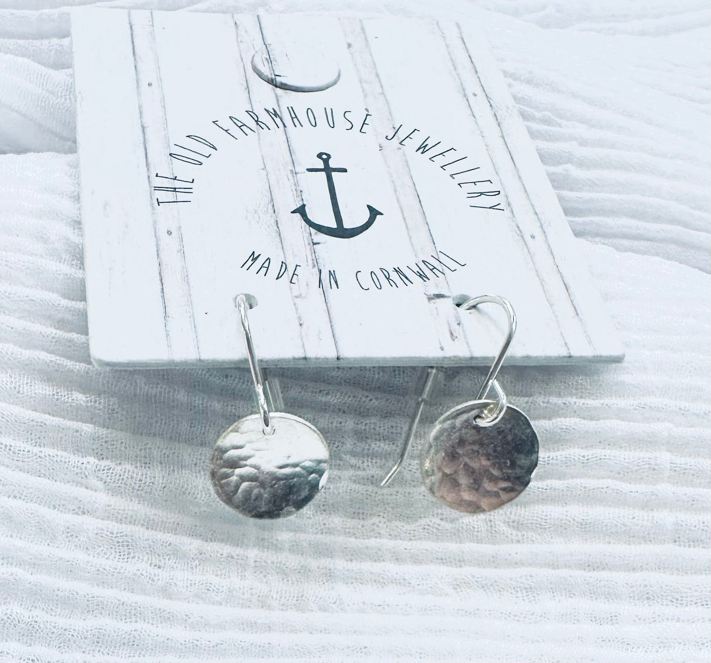 Sterling Silver Small Hammered Disc Earrings - The Old Farmhouse Jewellery