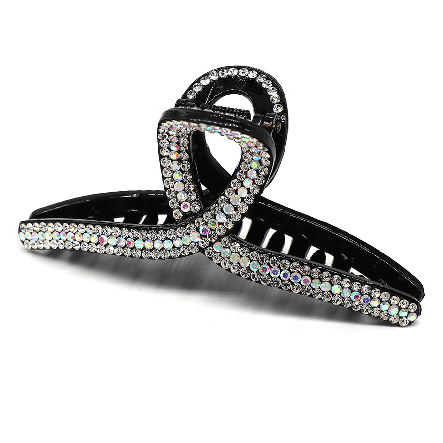 POM Crystal Embellished Black Loop Claw Clip