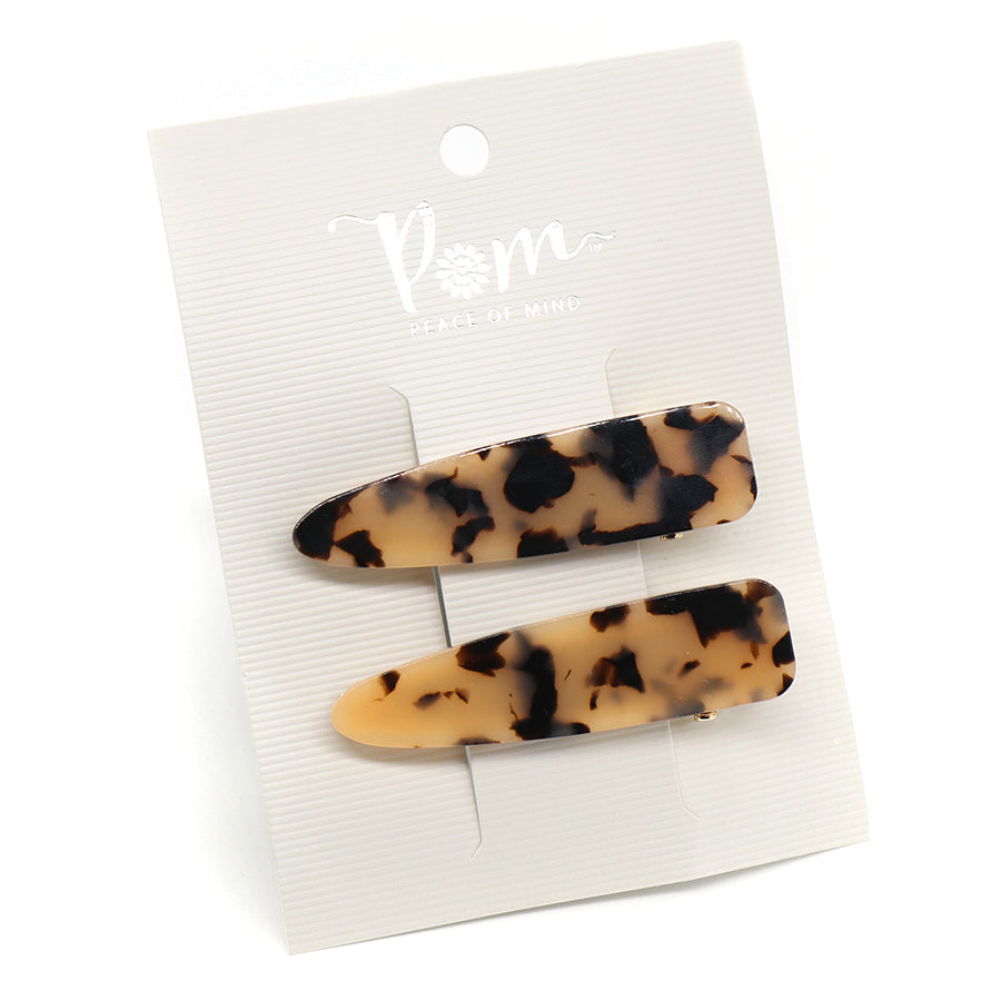 POM Caramel/Black Tortoiseshell Acrylic Hair Clips - Pack of 2