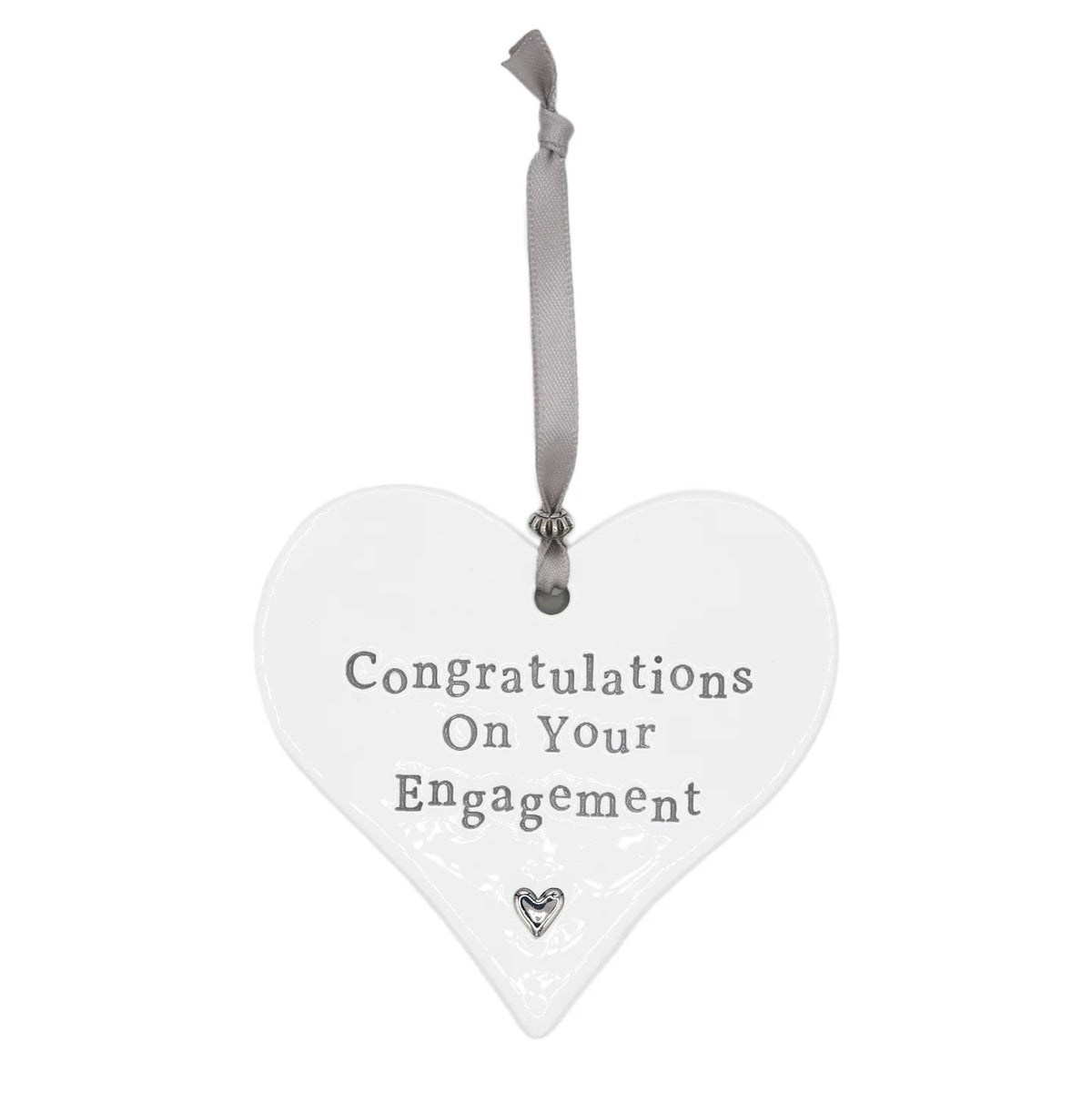 On your Engagement - Ceramic LARGE Hanging Heart - Pookie Wookie Ceramics