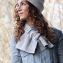 POM - Charlotte - Soft Grey - Herringbone Knit Pull Through Crossover Scarf