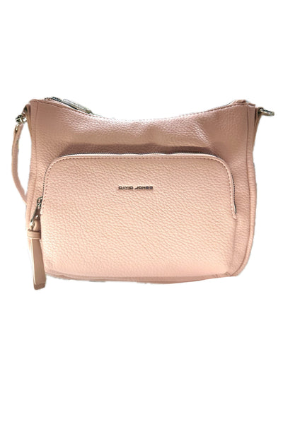 David Jones (NV6905-2) Medium Crossbody Handbag with front zip compartment- Light Pink