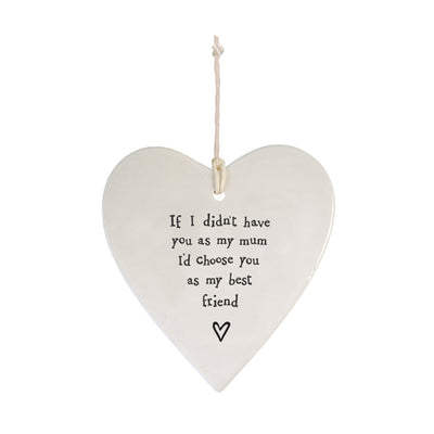 East of India Porcelain Wobbly Hanging Heart - Mum Best Friend