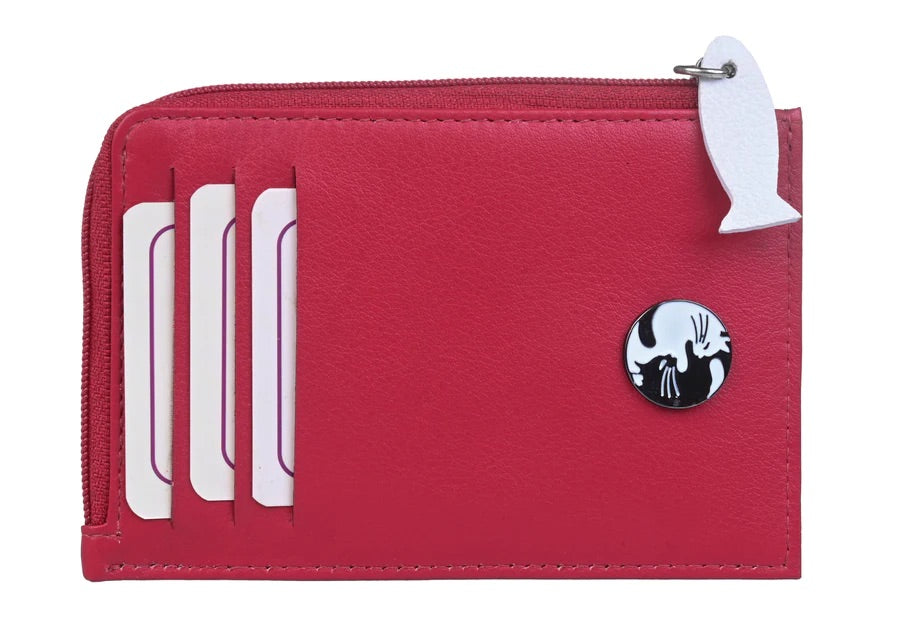 Mala Leather Azure Cat Logo Card & Coin Purse (4271 71) - Pinky Red