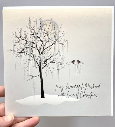 Five Dollar Shake -Robins in Tree Wonderful Husband Christmas Card