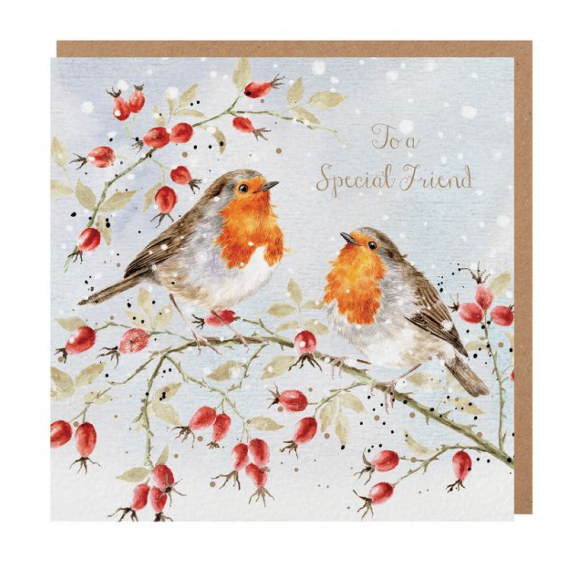 'Feathers &amp; Friendship’ Special Friend - Gold Foiled Christmas Card - Wrendale Designs