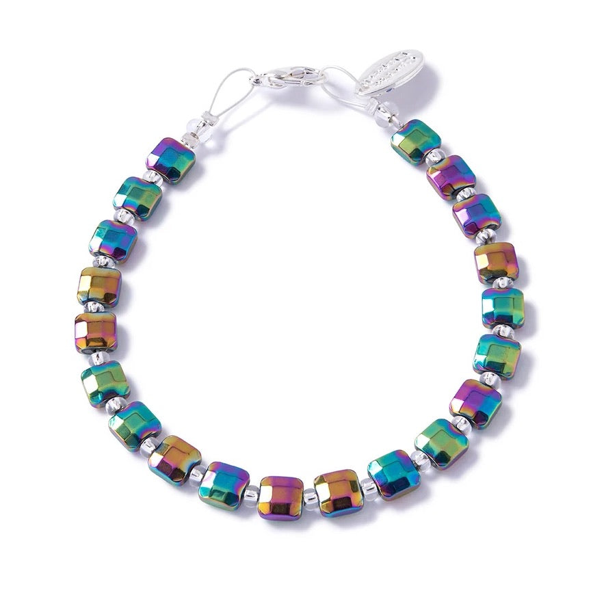 Carrie Elspeth - Cubic Haematite Beaded Bracelet - Spectrum