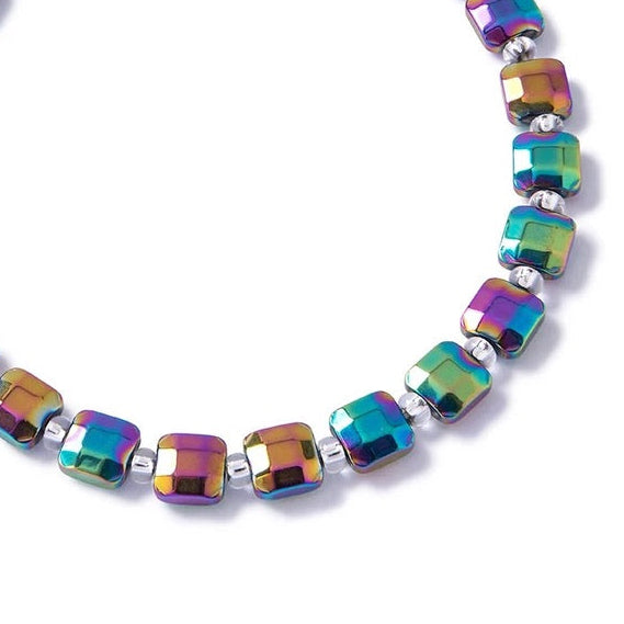 Carrie Elspeth - Cubic Haematite Beaded Bracelet - Spectrum