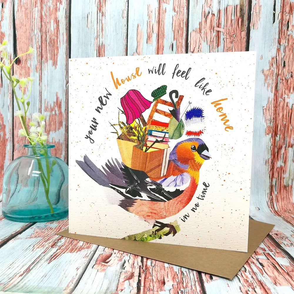 Flying Teaspoons Bird New Home Card