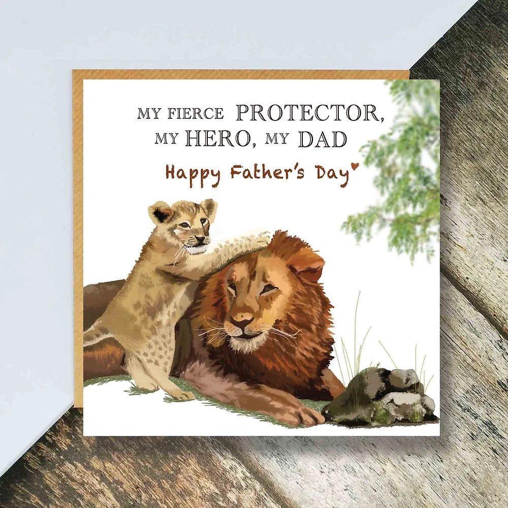 Flying Teaspoons Lion My Protector & Hero Fathers Day Card