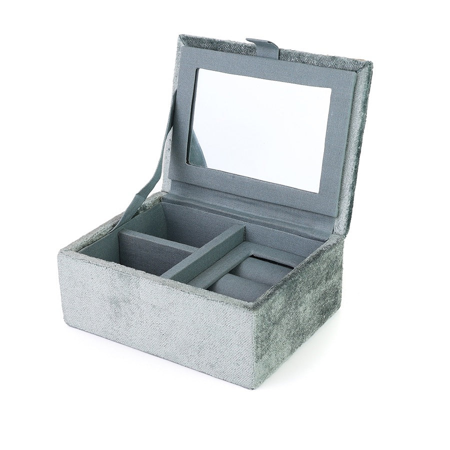 POM - Grey Velvet - Hedgehogs  - Embroidered Small Jewellery Box