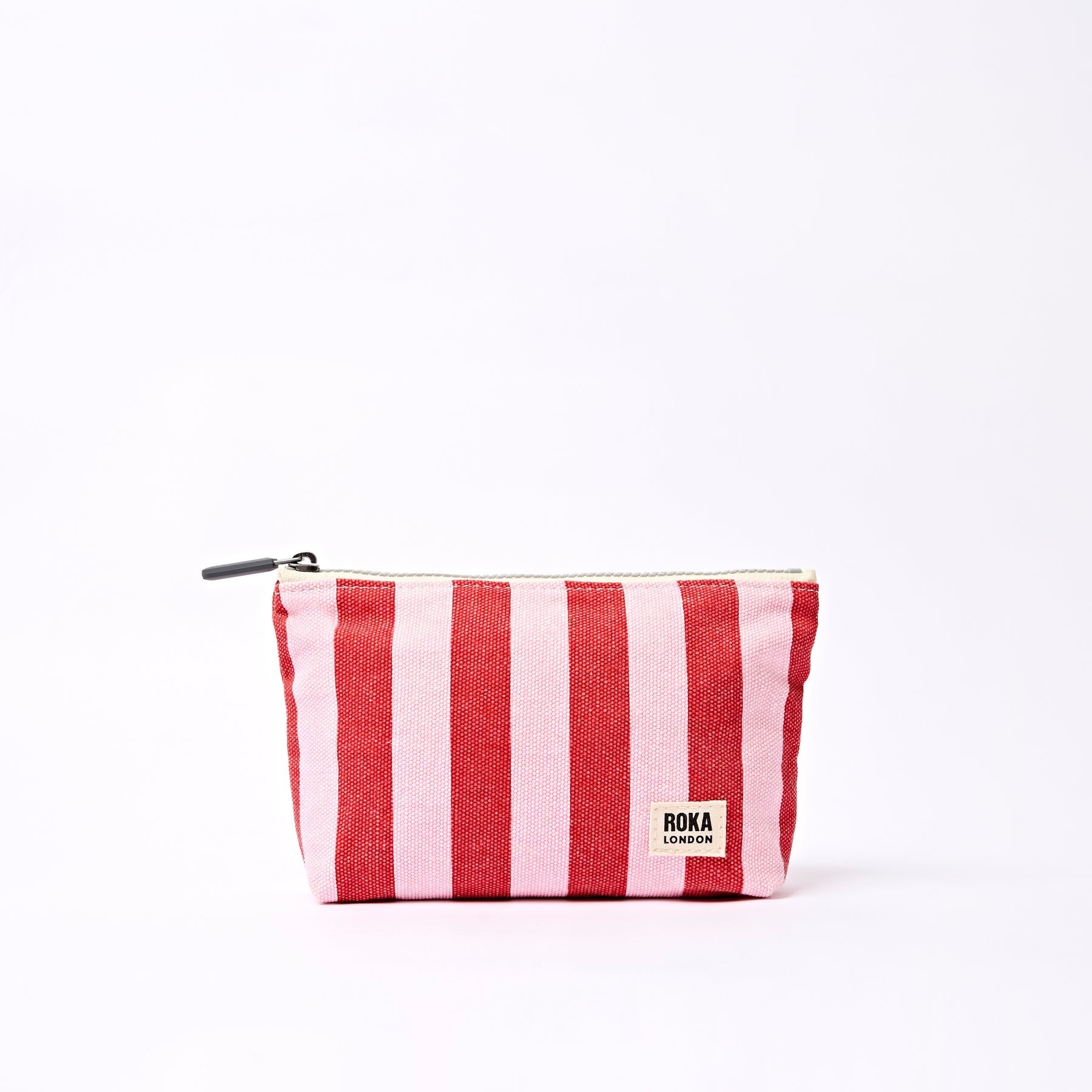 Roka Maida Vale Small Zip Pouch -Cotton Canvas - Strawberry Stripe