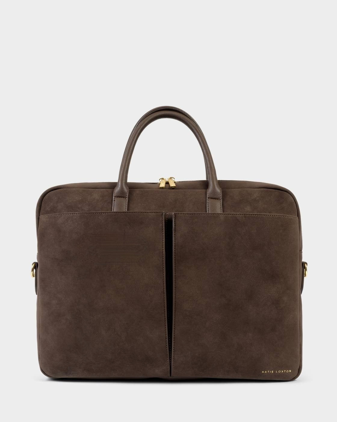 Katie Loxton - City Laptop Bag - Chocolate Suedette