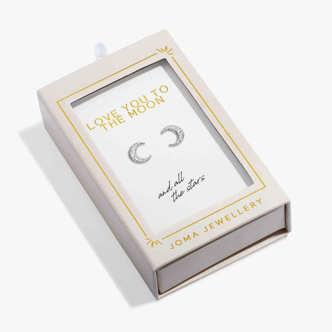 Joma Jewellery Moments to Shine - Love You To The Moon - Silver Plated Moon Boxed Stud Earrings (Copy)