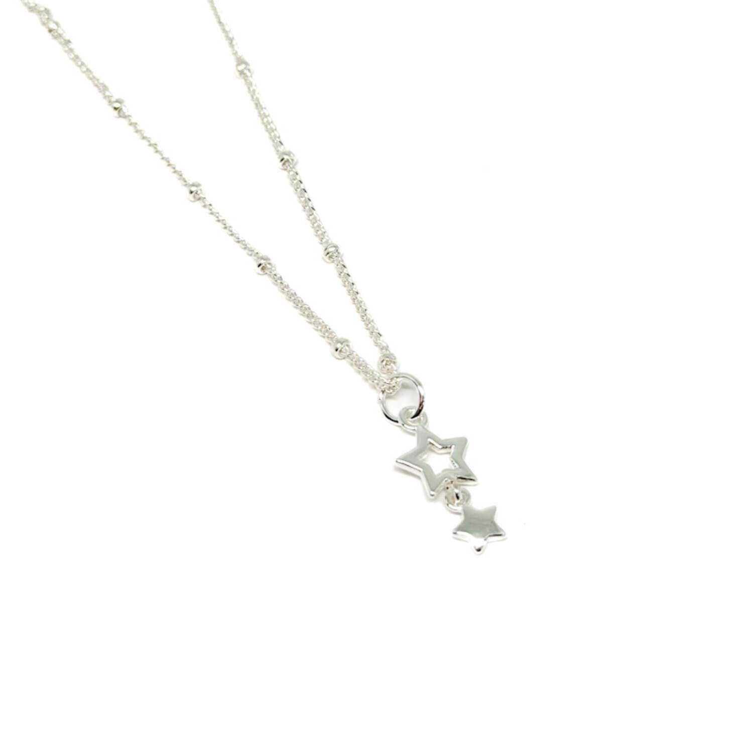 Juno Two Star Necklace - Silver - Clementine Jewellery