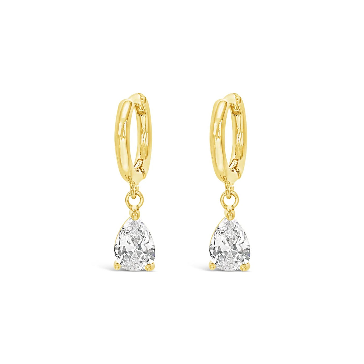 Lanes -  CZ Crystal Teardrop Charm Hoops - Boxed Earrings - Gold