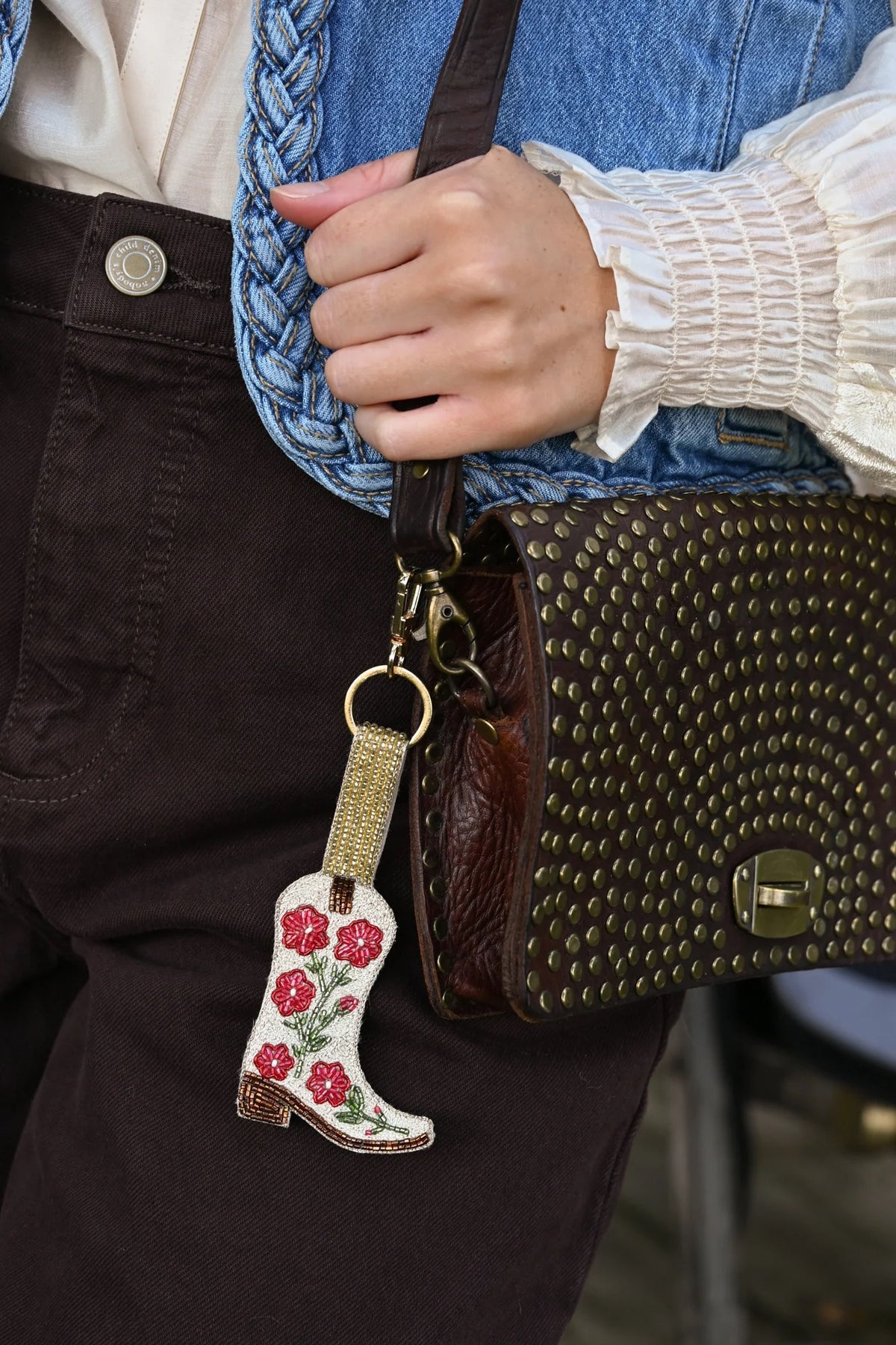 My Doris - Embellished Beaded Cowgirl Boot - Large Keyring/Bag Charm