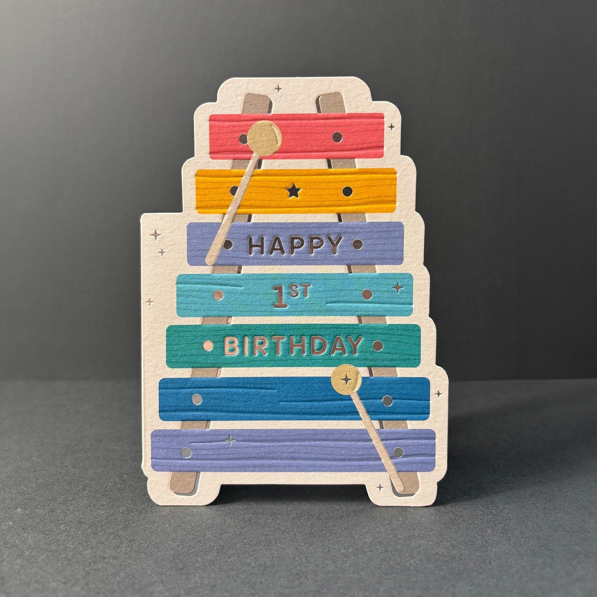 Heyyy - Xylophone 1st Birthday - Die Cut Birthday Card