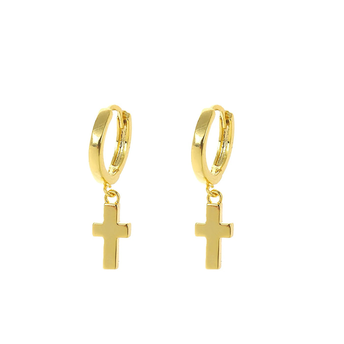 Lanes -  Cross Charm Hoops - Boxed Earrings - Gold