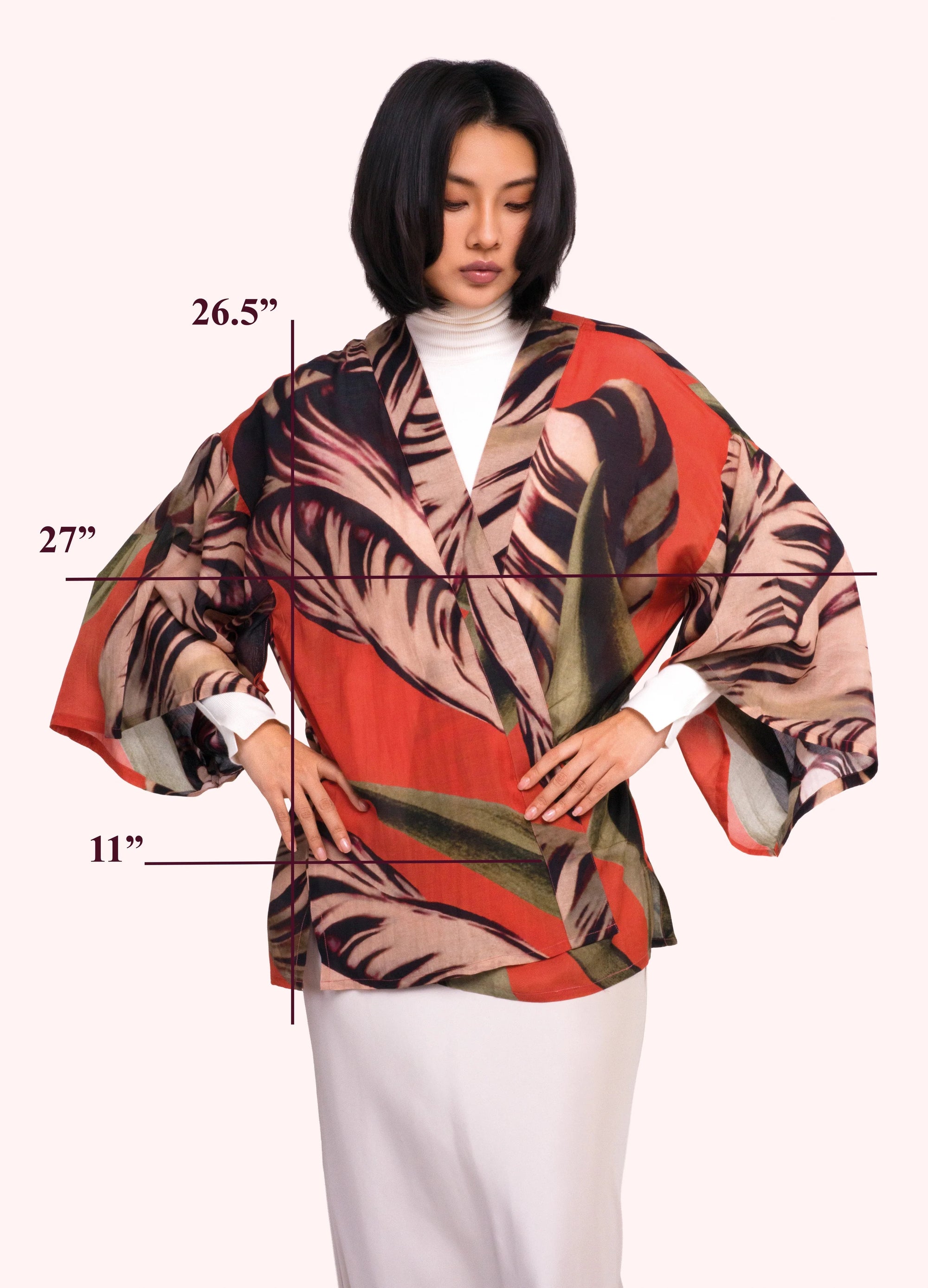 Powder - Tulip -  Short Kimono Jacket - Orange/Multi