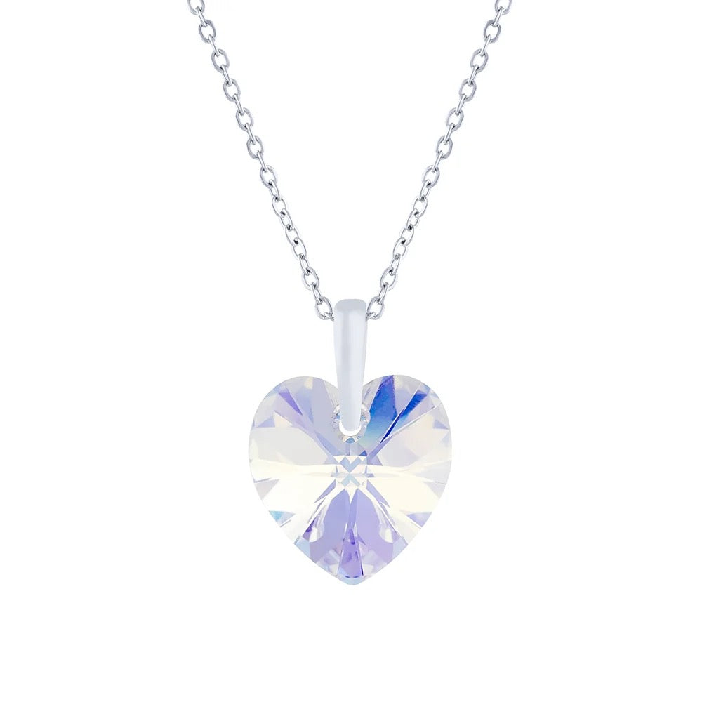 Byzantium Swarovski Crystal Medium Pendant Necklace - Heart - Crystal AB