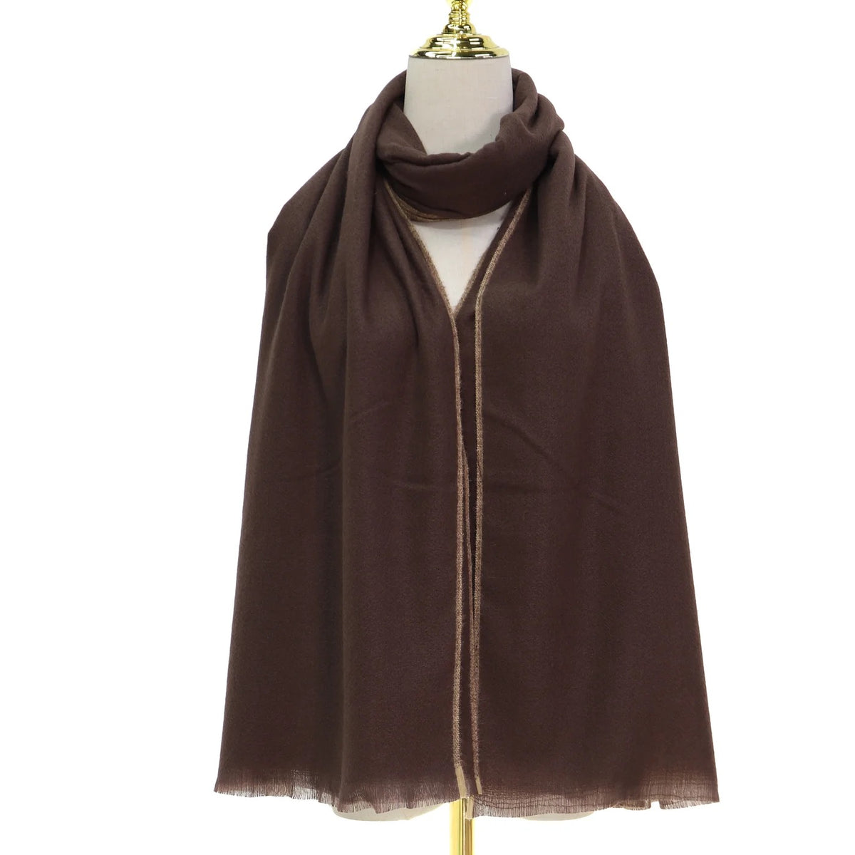 Park Lane Plain Cosy Super Soft Scarf - Chocolate/Taupe
