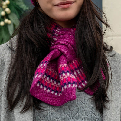 POM Purple/Fuchsia 'Firework' Intermittent Stripe Knit Pull Through Scarf