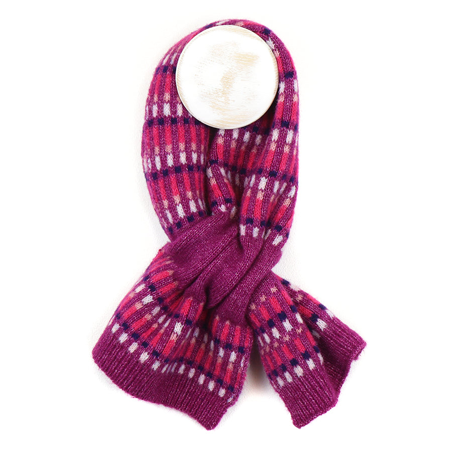 POM Purple/Fuchsia 'Firework' Intermittent Stripe Knit Pull Through Scarf