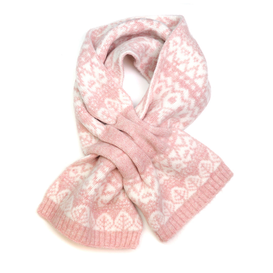 POM Pale Pink Scandi Floral Recycled Knit Pull Through Scarf