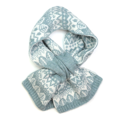 POM Duck Egg Blue Fair Isle Knit Pull Through Scarf