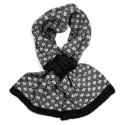 POM Black Scandi Floral Recycled Knit Pull Through Scarf