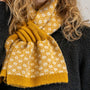 POM Mustard Scandi Floral Recycled Knit Pull Through Scarf
