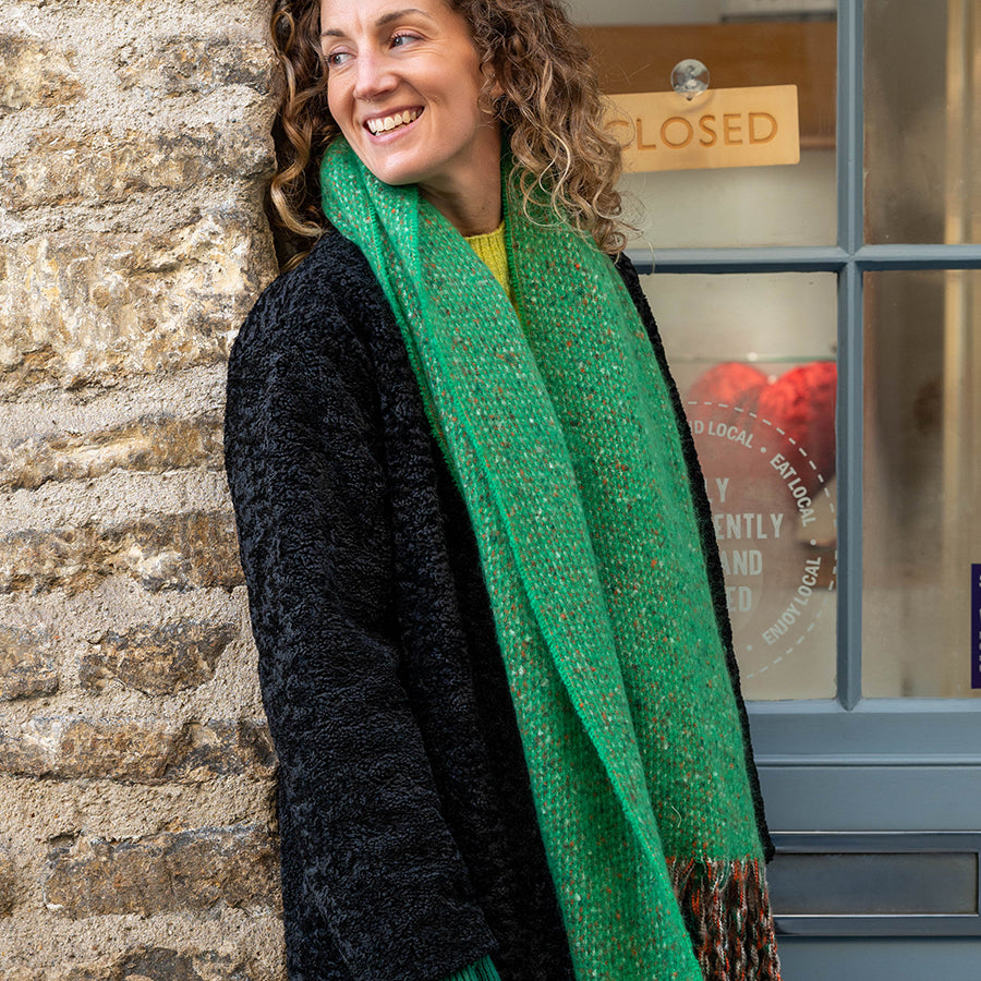 POM Bright Green/Multi Chunky Stitch Scarf