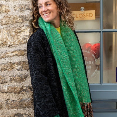 POM Bright Green/Multi Chunky Stitch Scarf