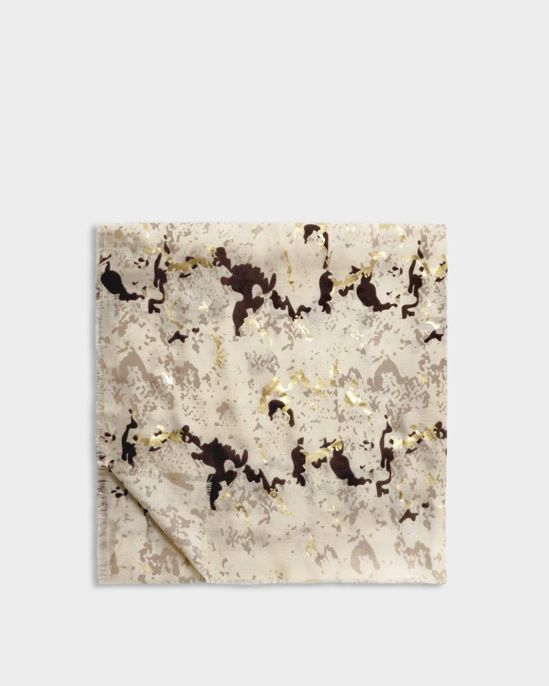 Katie Loxton Printed Scarf - Snake - Sand/Taupe/Chocolate/Gold Foil