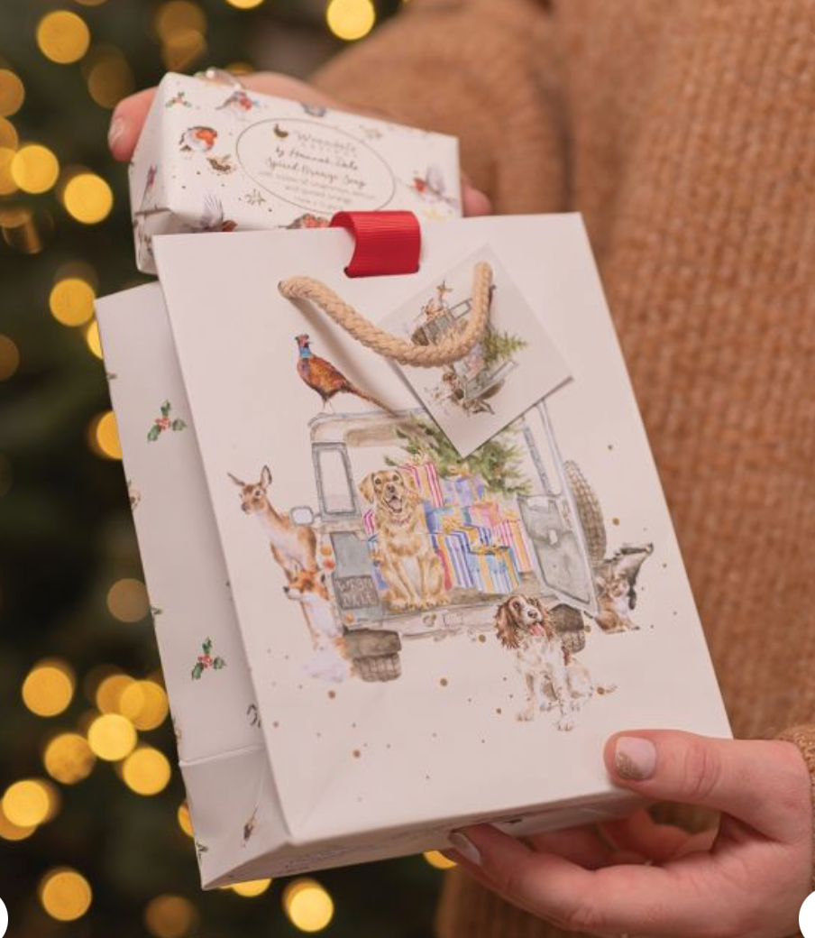 Driving Home For Christmas - Medium Christmas Gift Bag -  Wrendale Designs