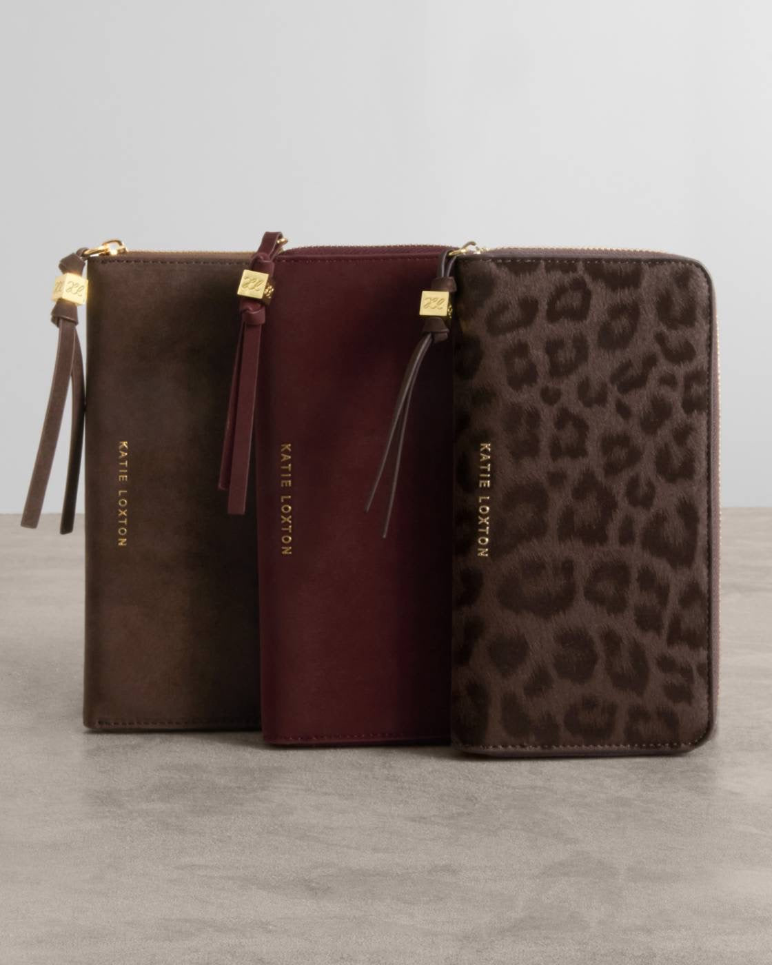 Katie Loxton - Large Zip Round Purse - Chocolate Leopard Print