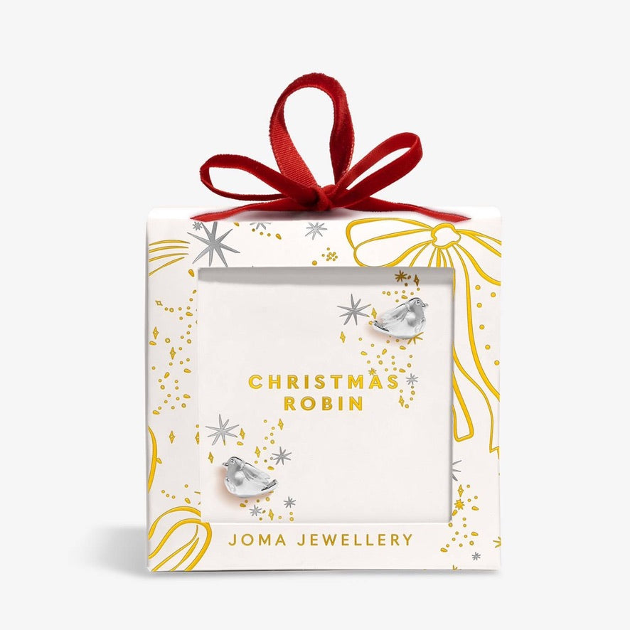 Joma Jewellery - Christmas Robin - Boxed Bauble Style - Silver Plated Earrings