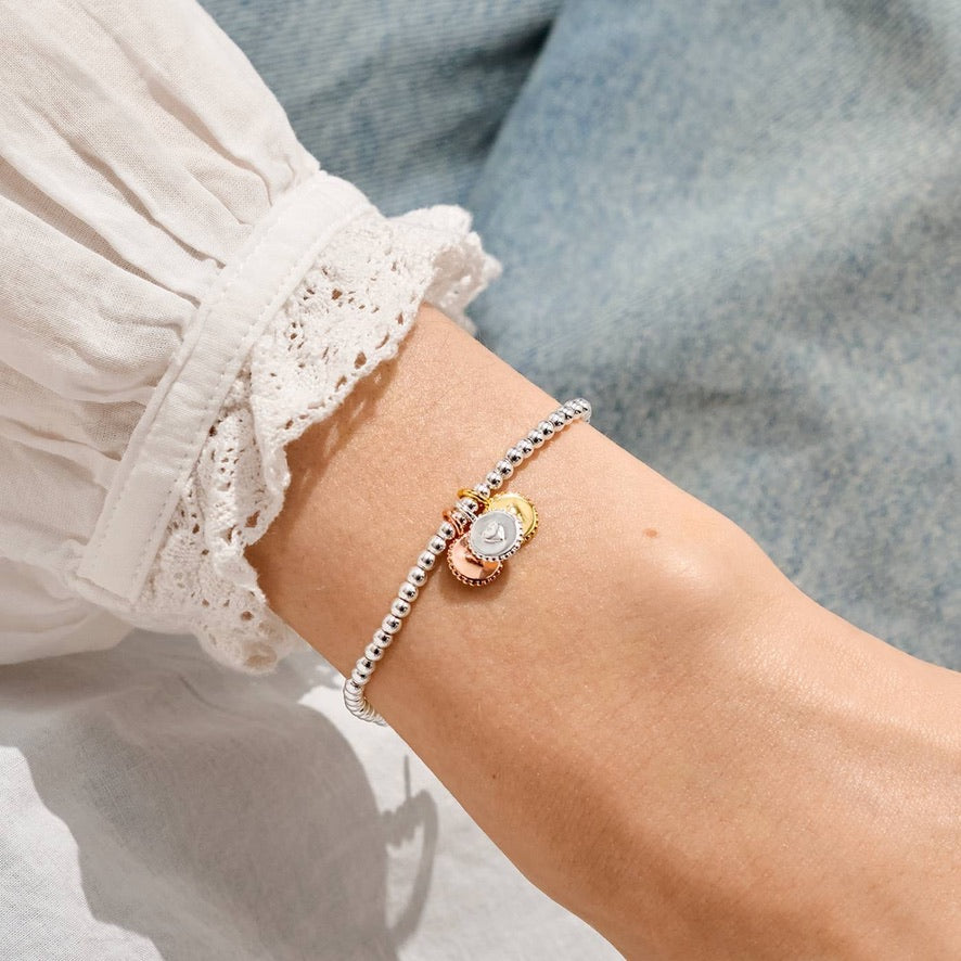 Joma Jewellery - Charmed Moments - A Little 'True Friend' - Three Tone Charm Bracelet