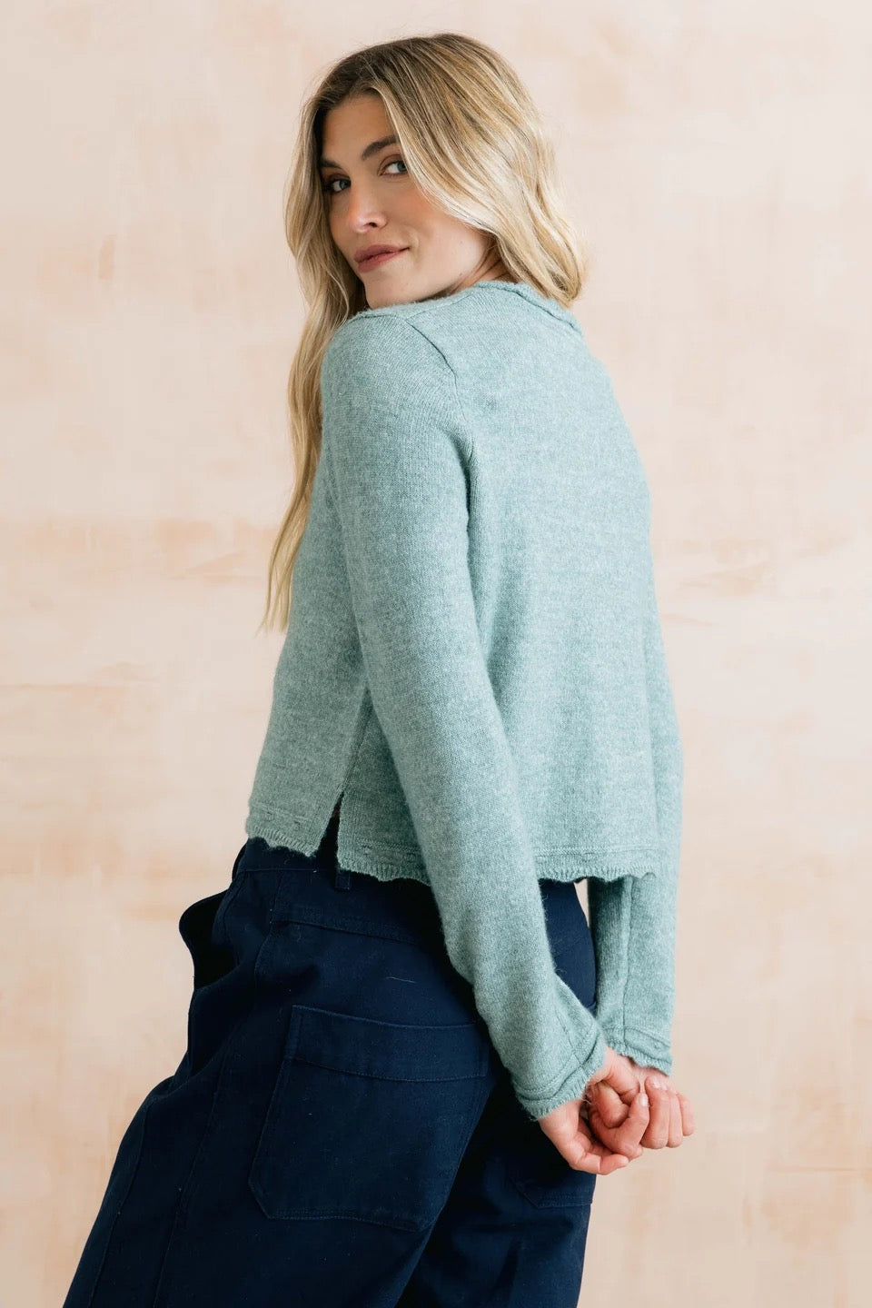 Elodie - Scallop Knit Outfitter Cardigan - Sea Blue - Lily &amp; Me