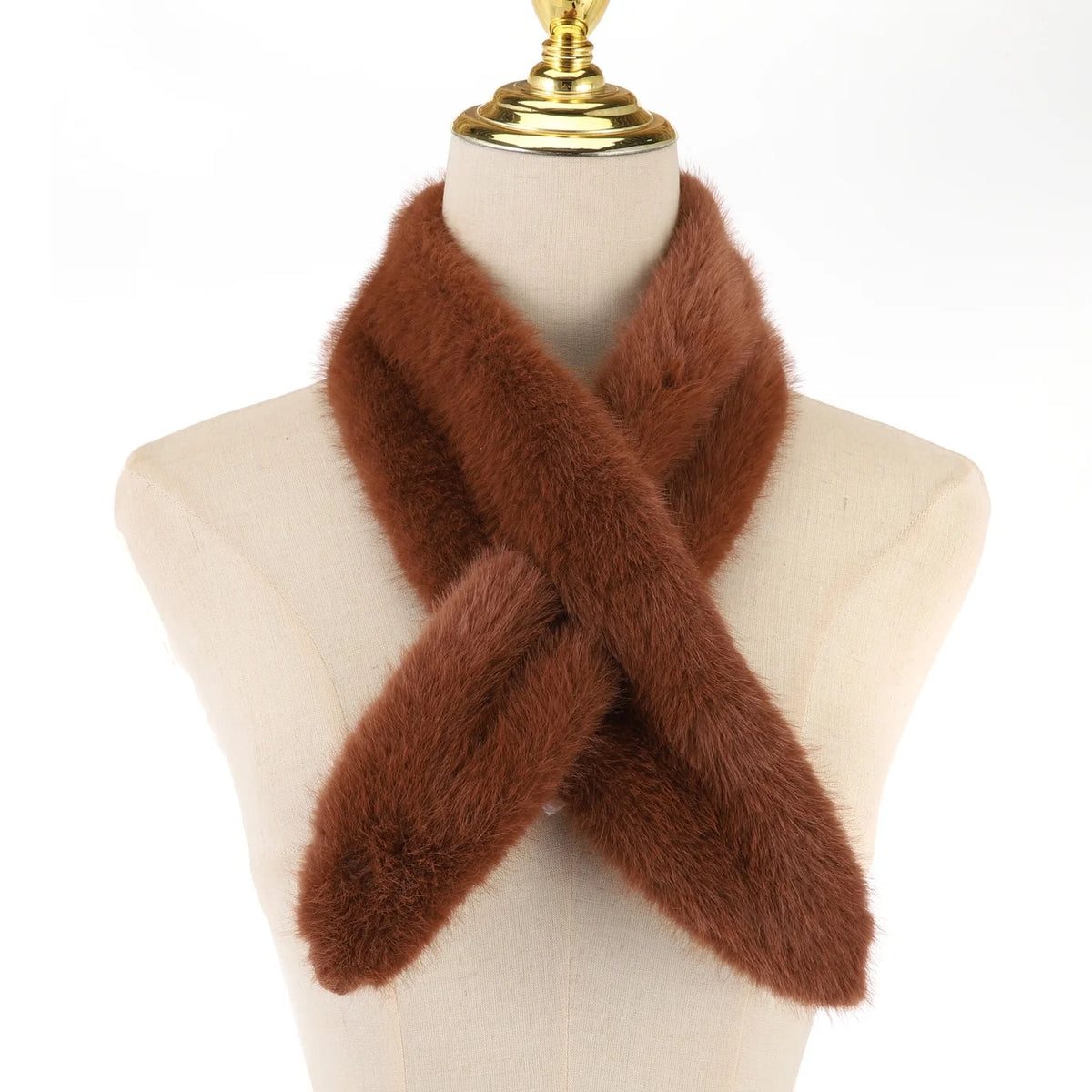 Park Lane - Satin Lined - Faux Fur Pull Through Scarf - Toffee