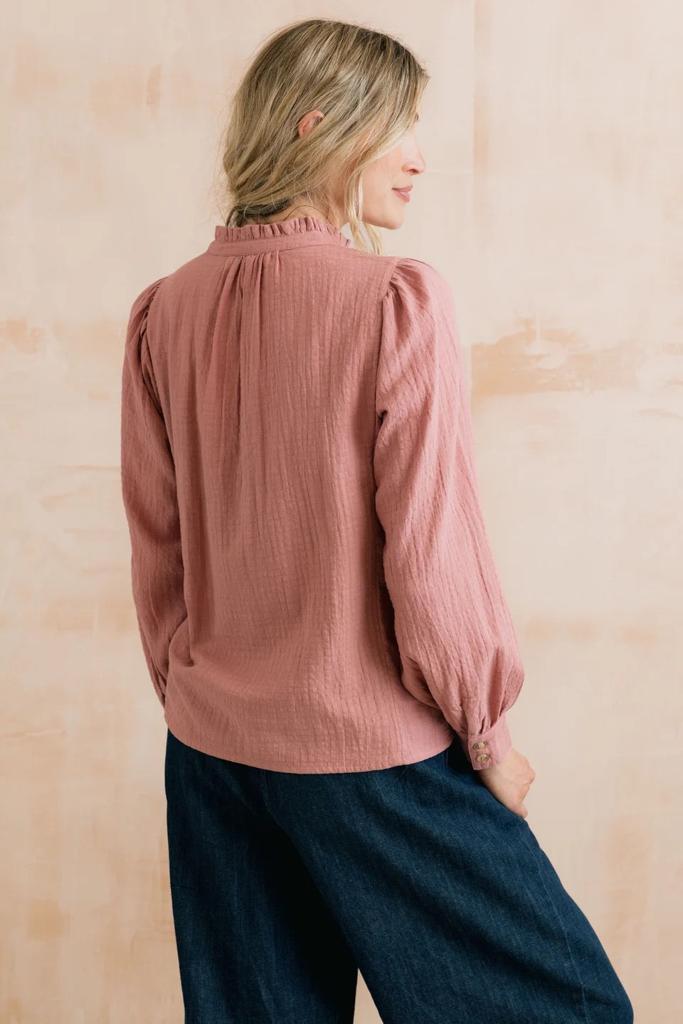 Flora Organic Cotton Plain Pintuck Blouse - Antique Pink - Lily &amp; Me